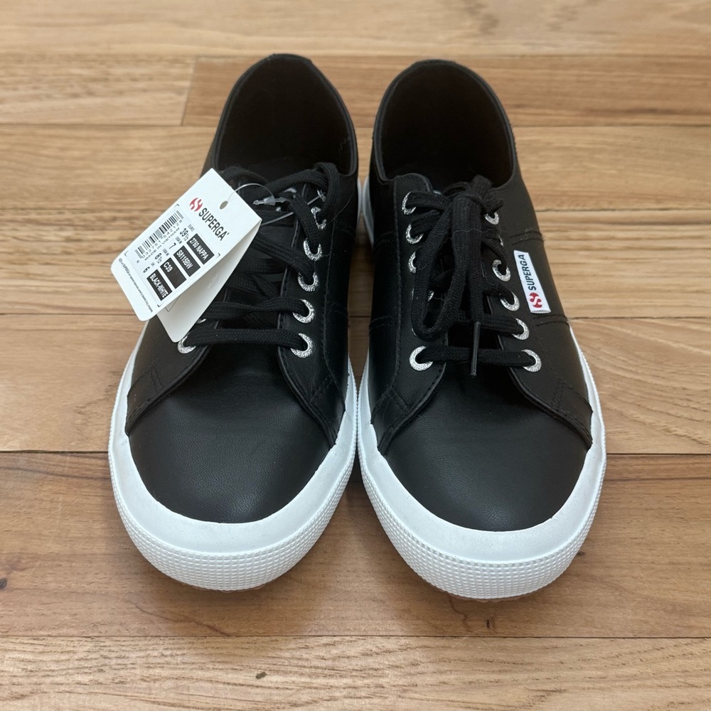 Superga Cotu 2750 Black Nappa Leather Women’s US 8.5 EU 39.5 - Picture 2 of 7